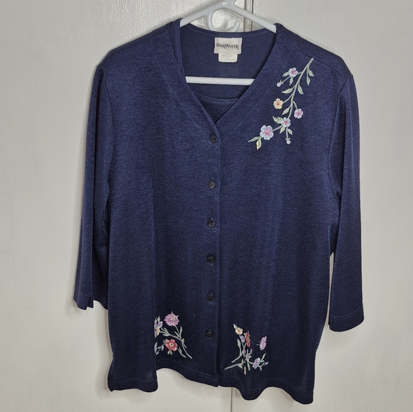 Bon Worth Women's Embroidered Sweater Set Size M, L - Picture 2 of 9